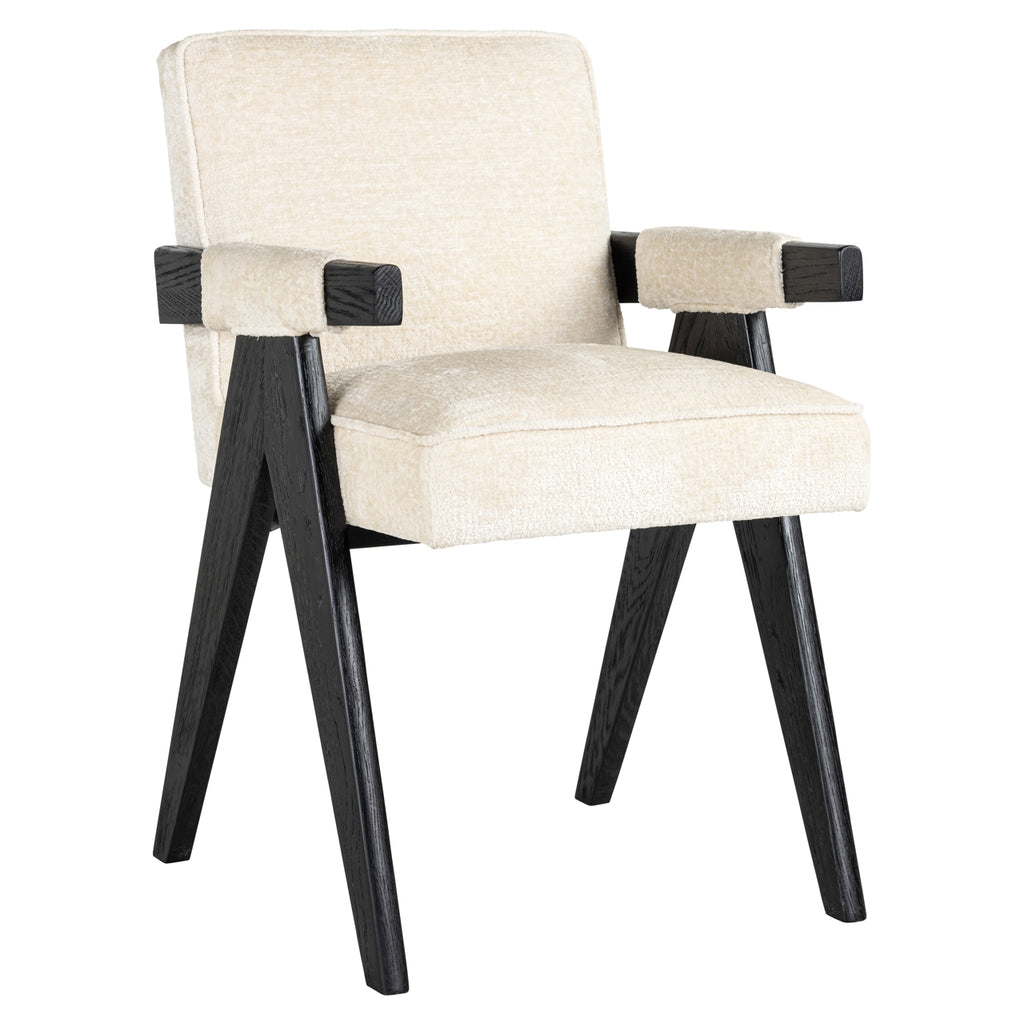 Chaise Cooper en chenille blanche