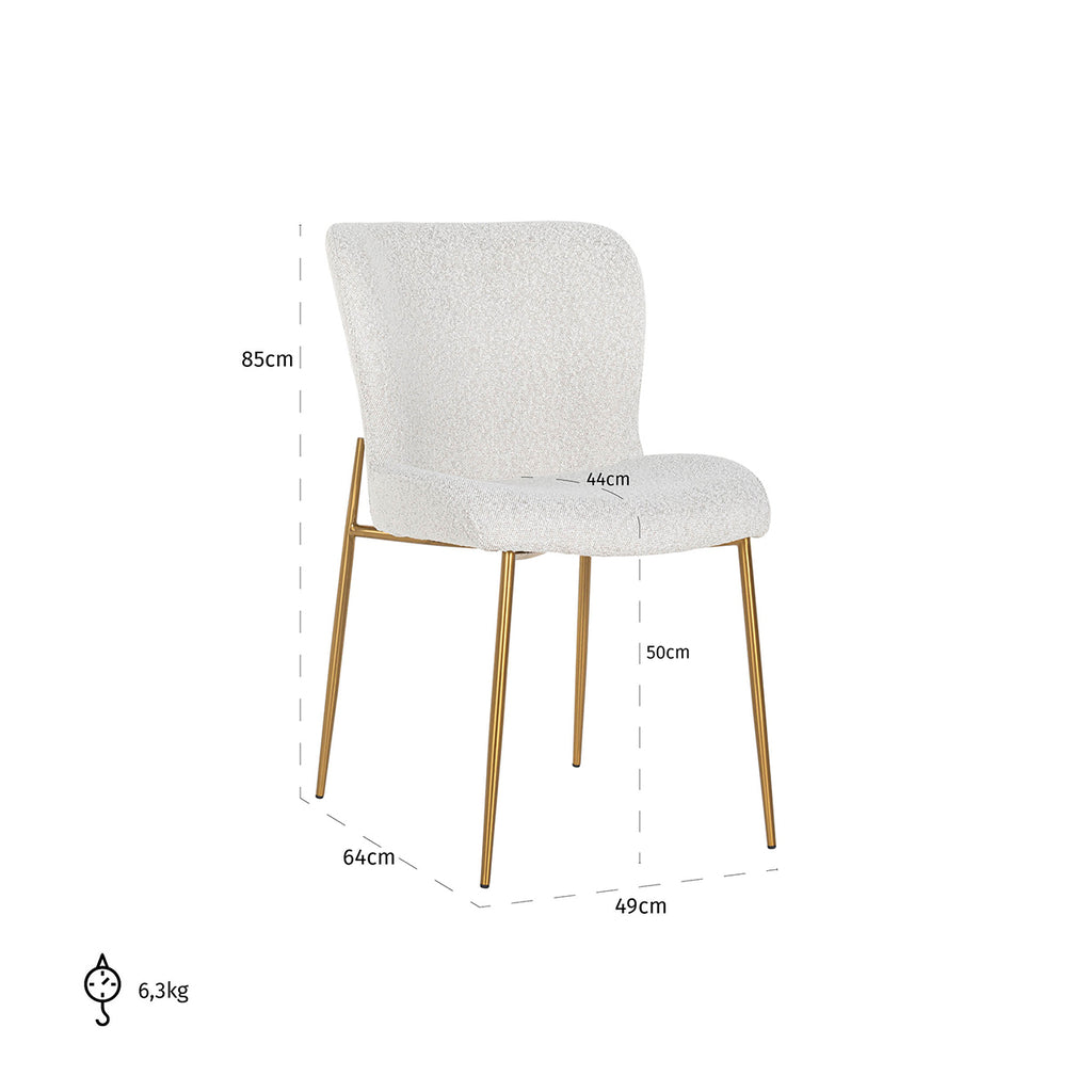 Stoel Odessa white curly / brushed gold