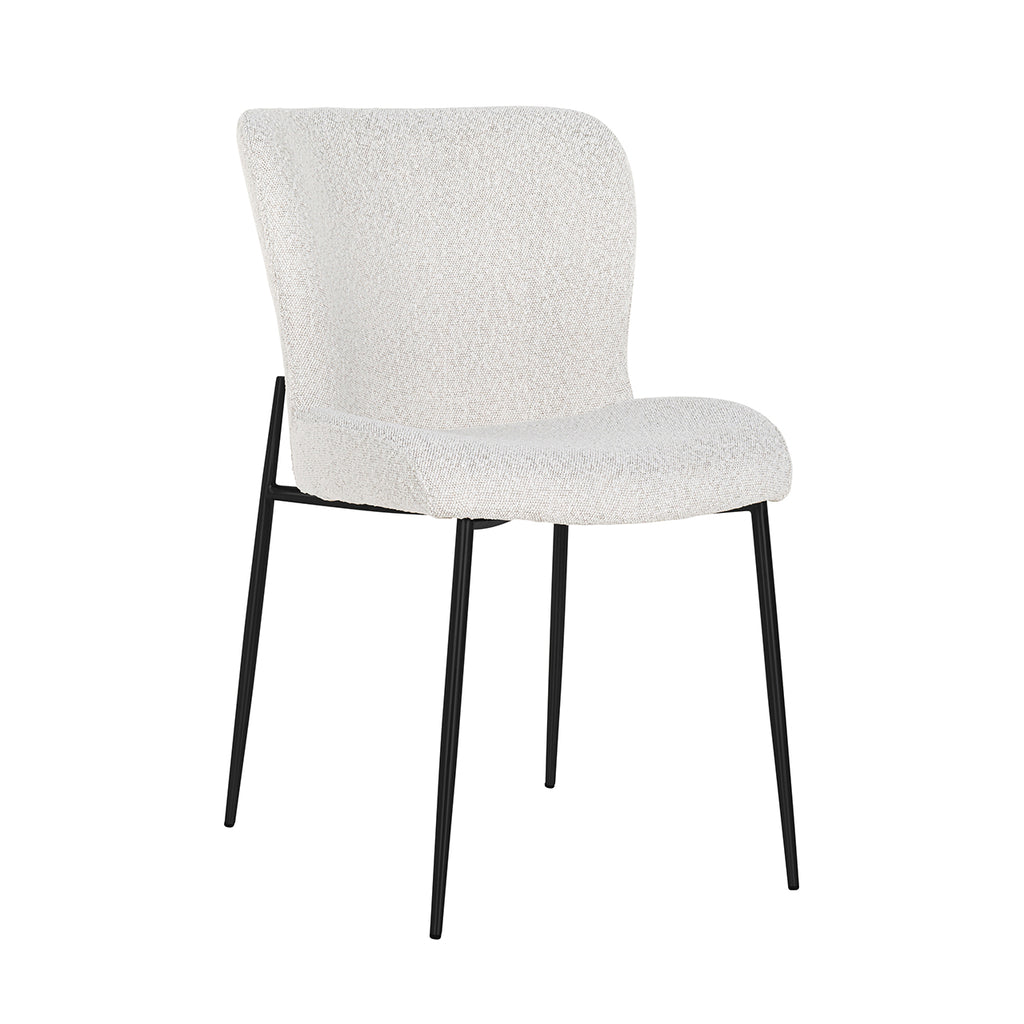Chaise Darby blanc bouclé / noir
