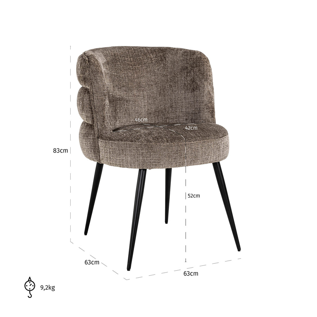 Chaise Stella en chenille pierre