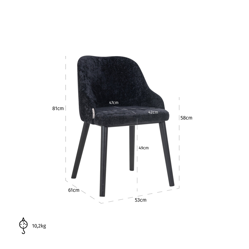 Stuhl Twiggy schwarzes Chenille