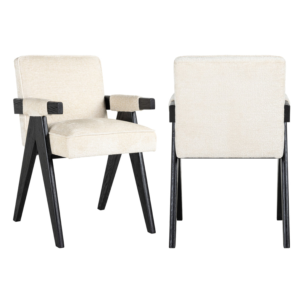 Chaise Cooper en chenille blanche