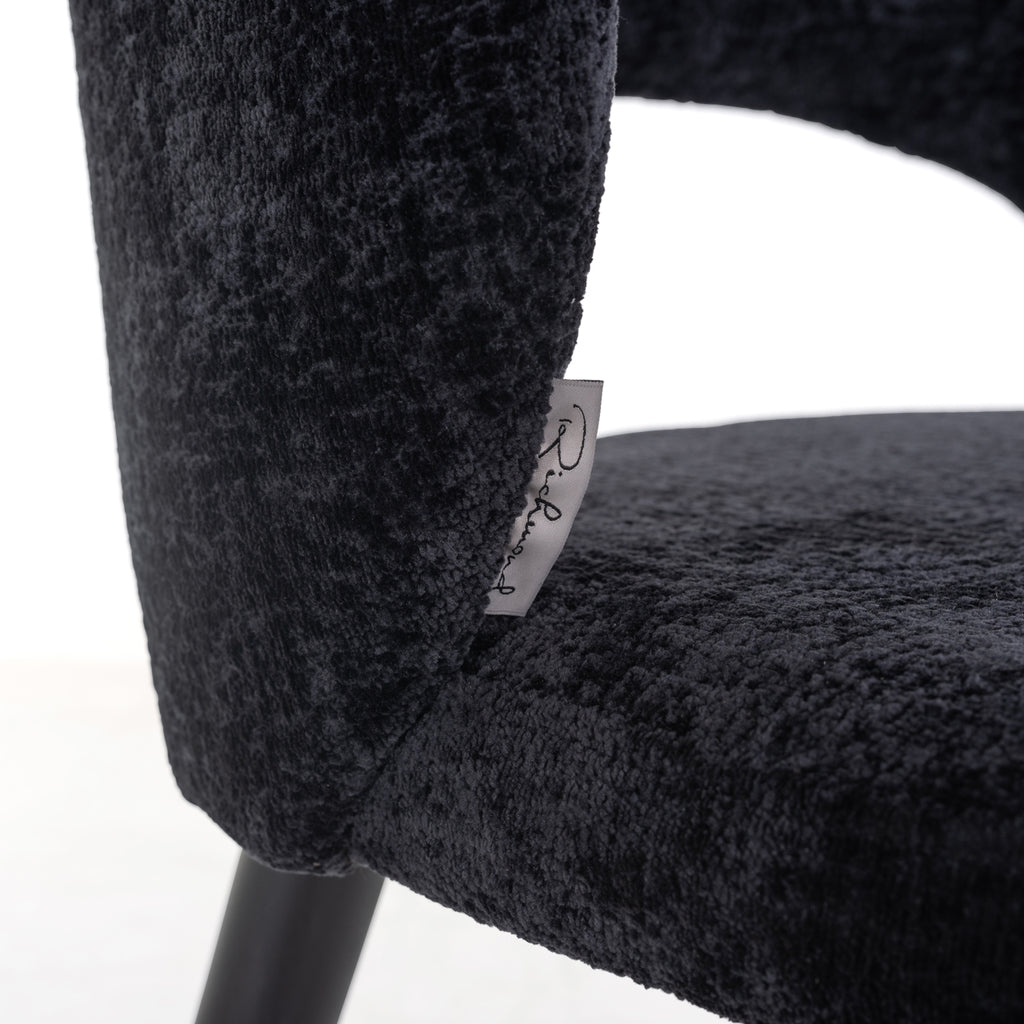 Chaise Savoy en chenille noire