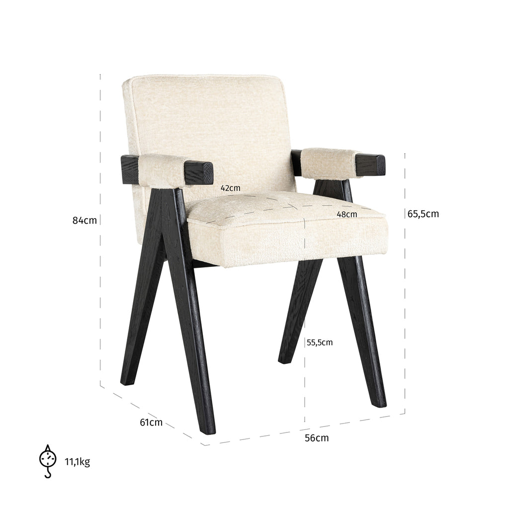 Chaise Cooper en chenille blanche