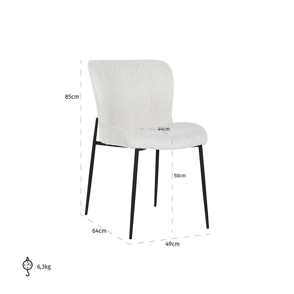 Chaise Darby blanc bouclé / noir