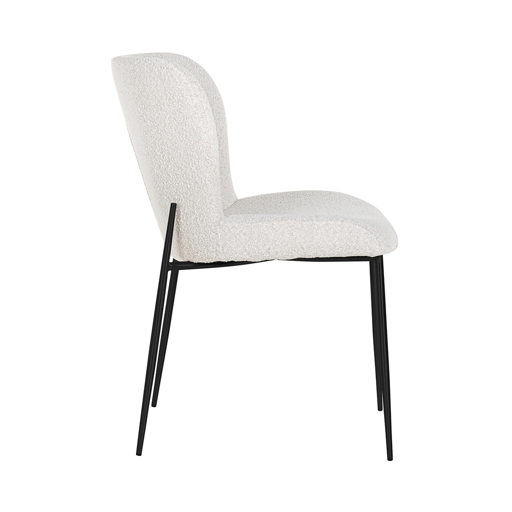 Chaise Darby blanc bouclé / noir