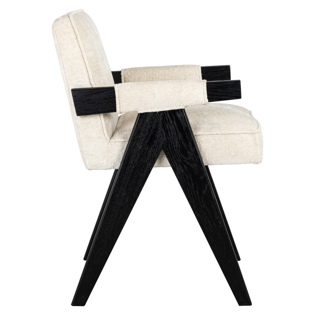 Chaise Cooper en chenille blanche