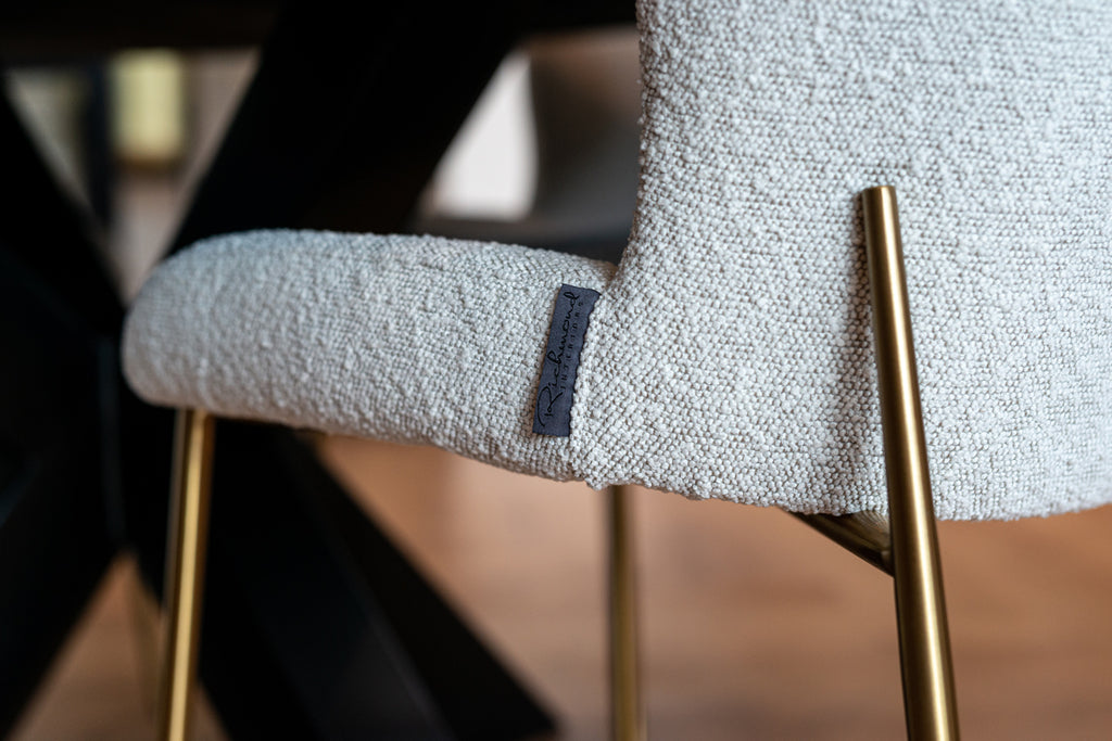 Stoel Odessa white curly / brushed gold