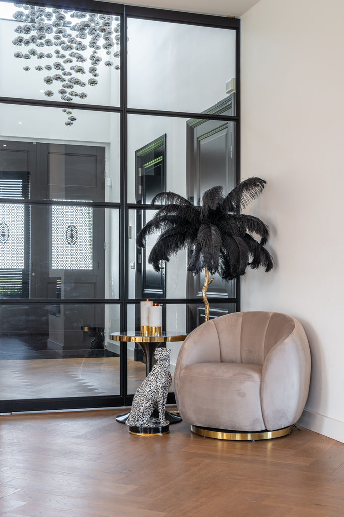 Draaifauteuil Jago velours kaki / or brossé