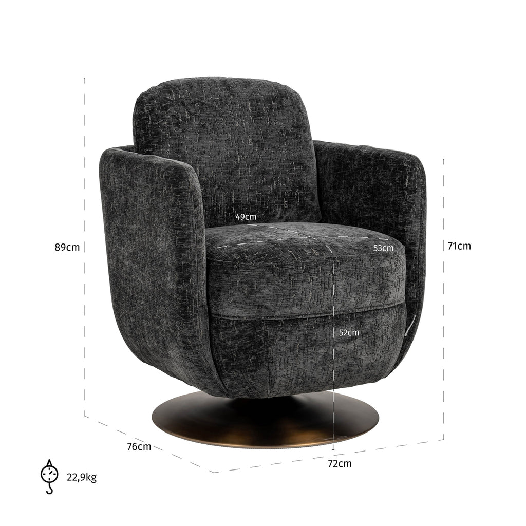 Turner graphite island swivel armchair