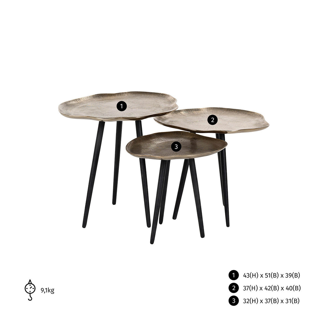Couchtisch Volenta 3er Set Champagnergold