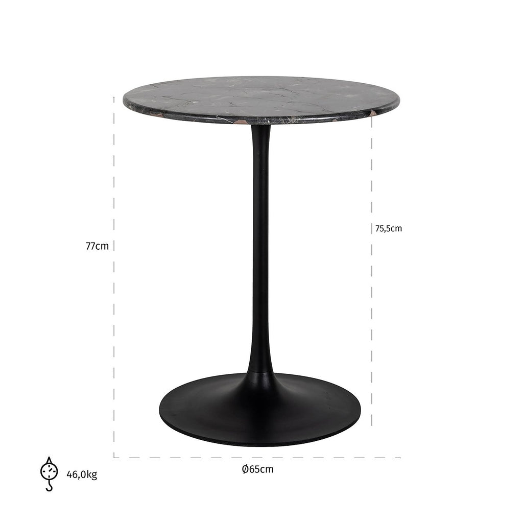 Bistrottafel Carlten schwarz 65Ø