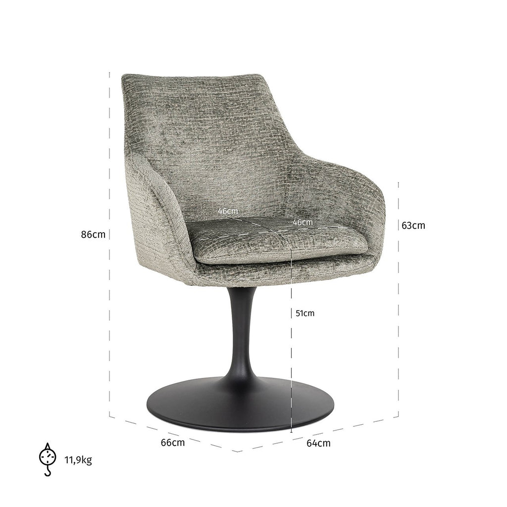 Fauteuil pivotant Marlon fusion de thym