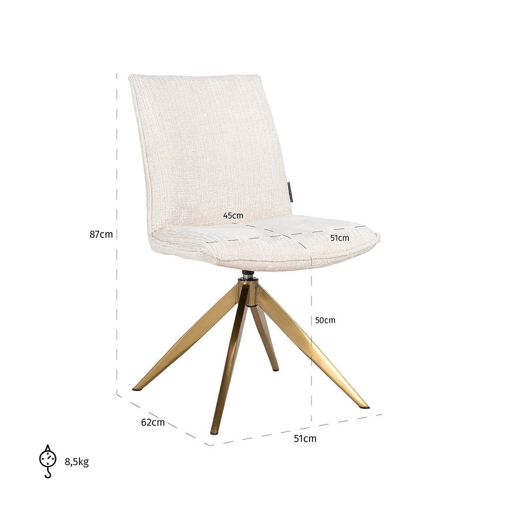 Fauteuil pivotant Dakota en chenille beige