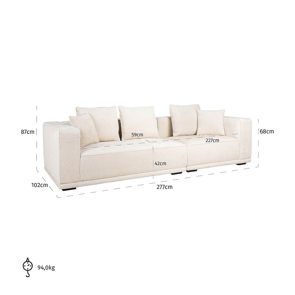 Sofa Lusso 3 places beige chenille