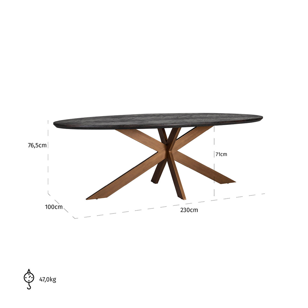 Eettafel Blackbone Messing oval 230