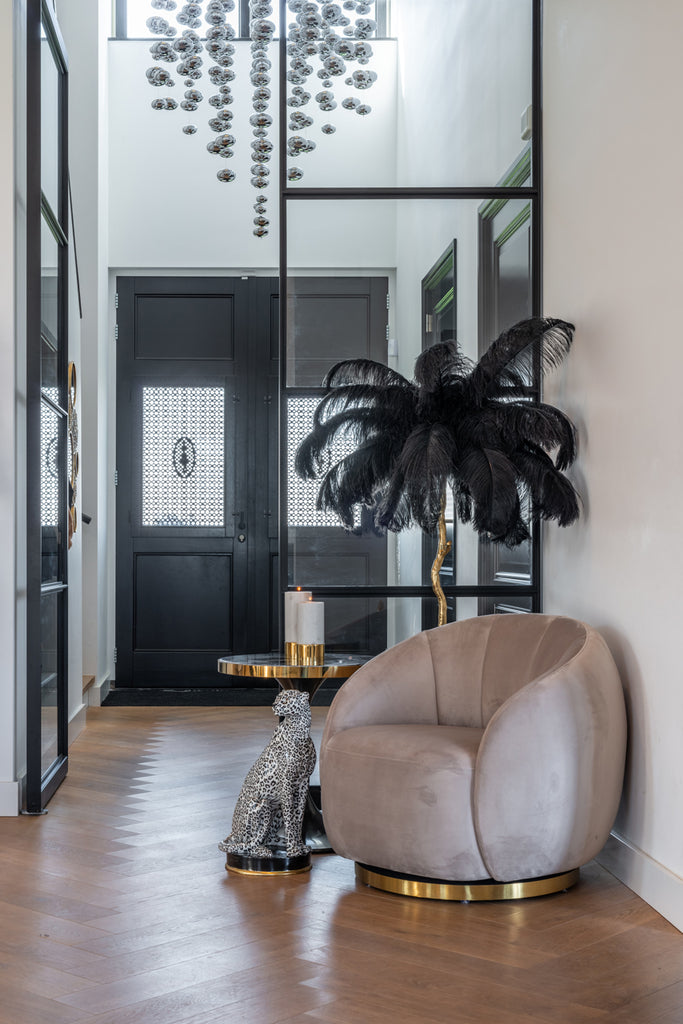 Draaifauteuil Jago velours kaki / or brossé
