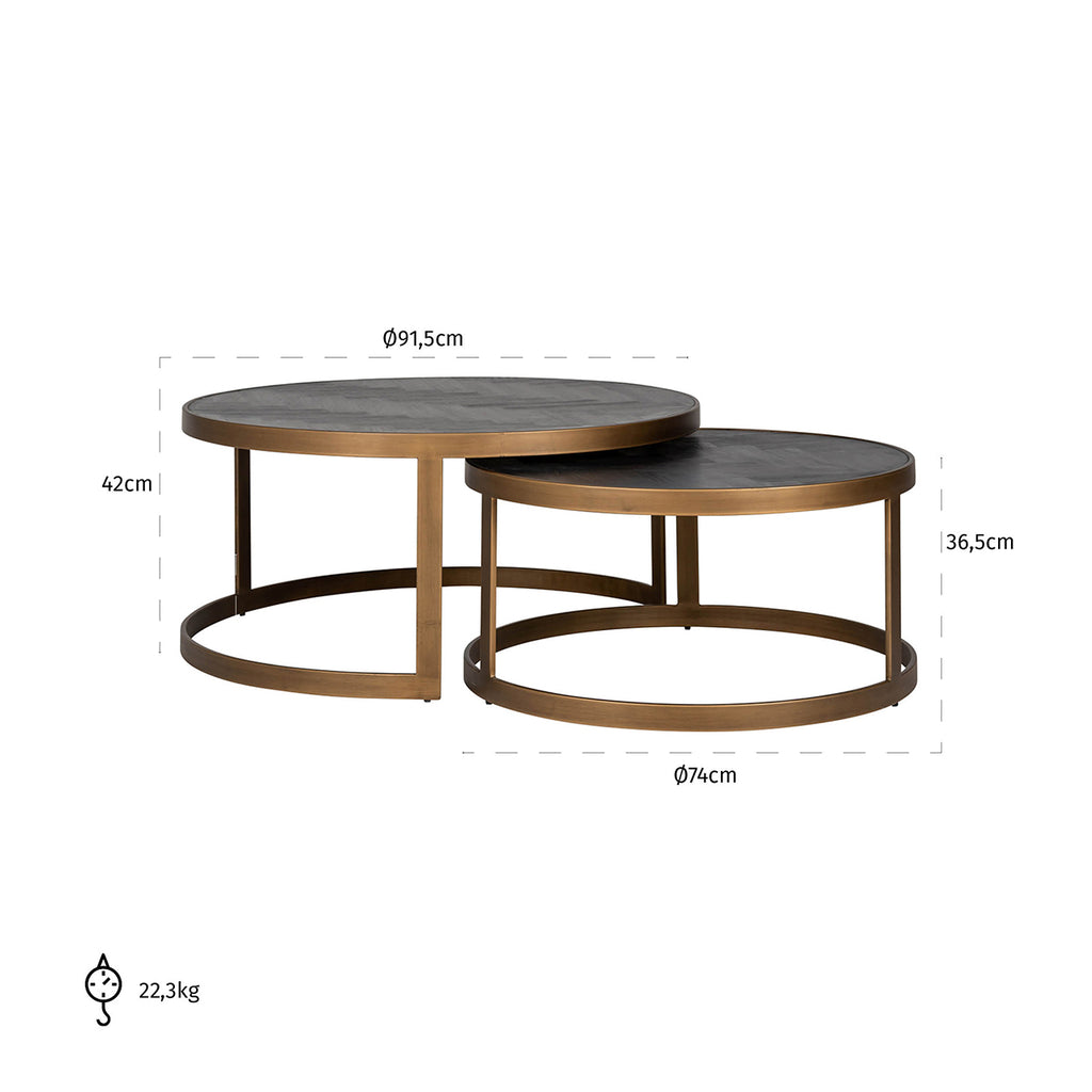 Salontisch Blackbone Messing Set von 2
