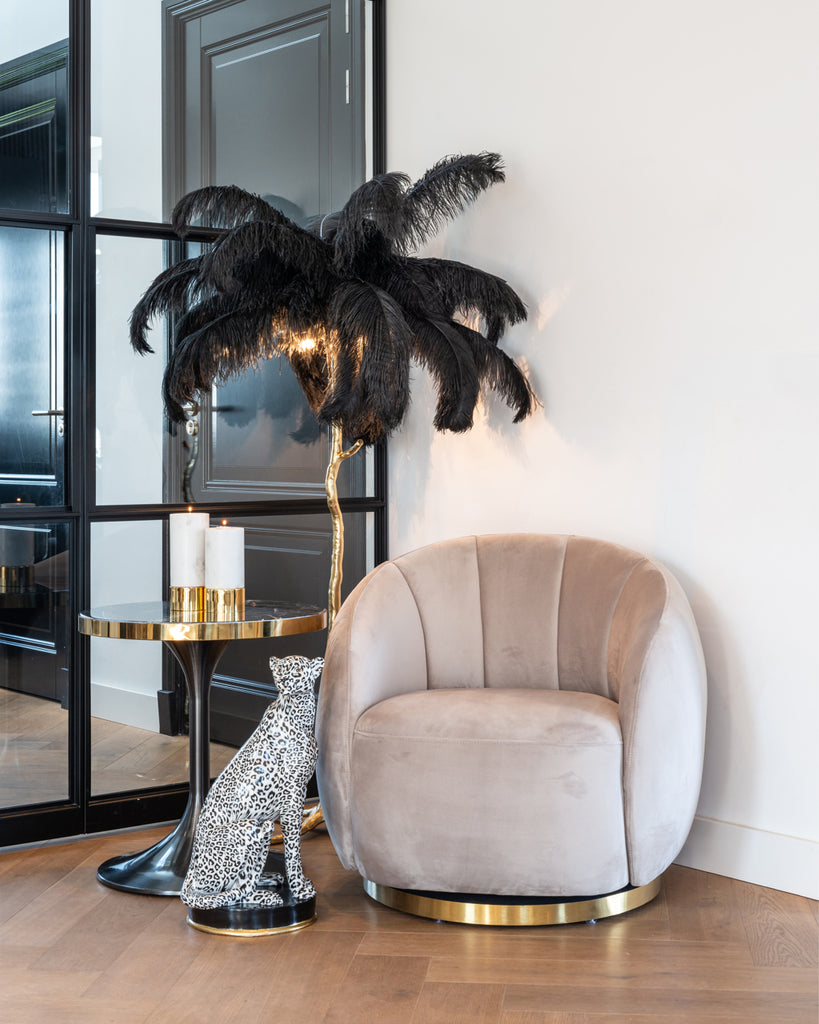 Draaifauteuil Jago velours kaki / or brossé