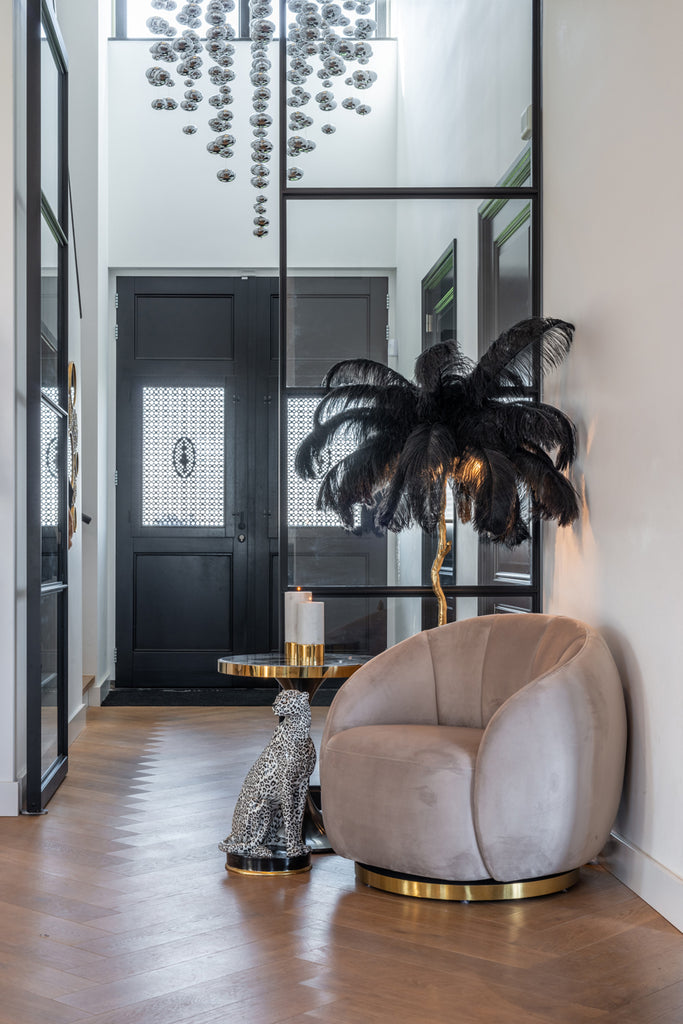 Draaifauteuil Jago velours kaki / or brossé