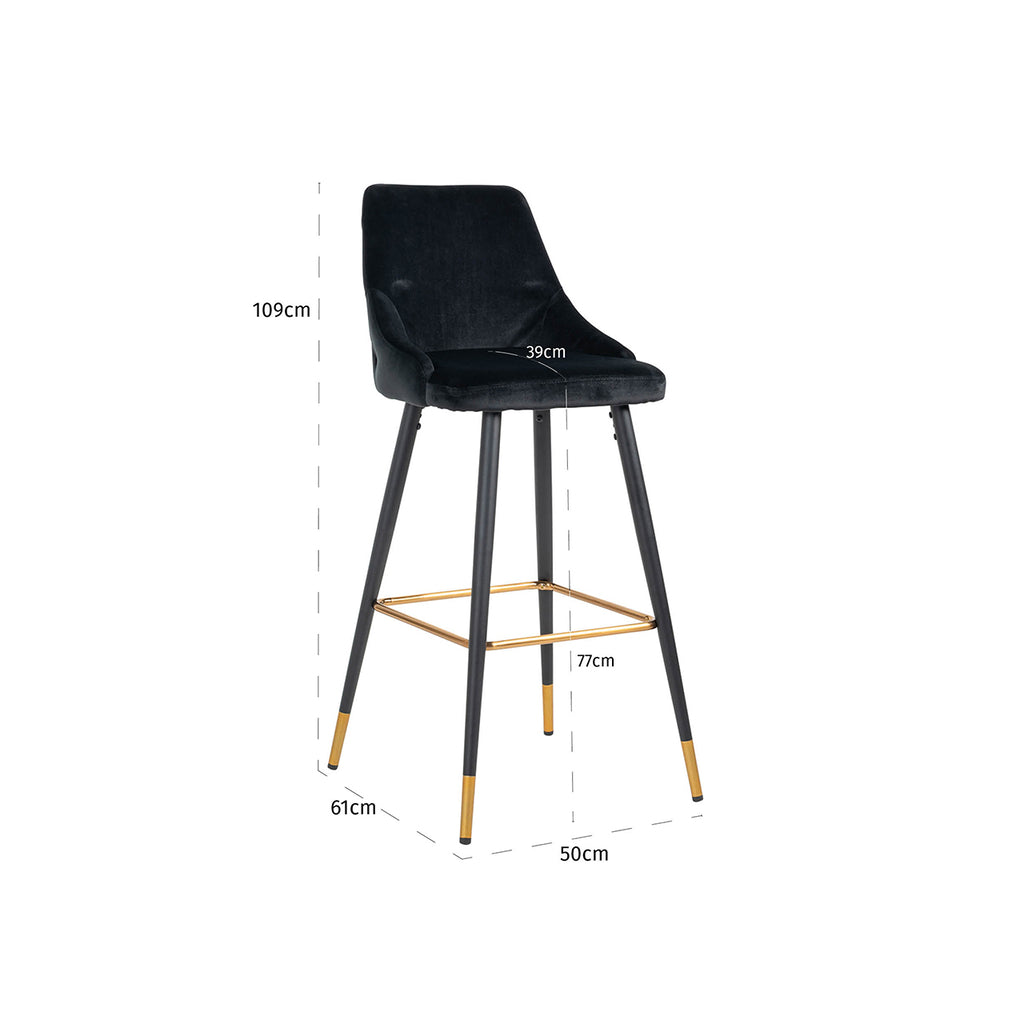 Barstool Imani en velours noir