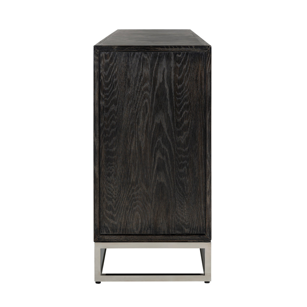 Buffet Blackbone argent 4 portes + compartiment ouvert