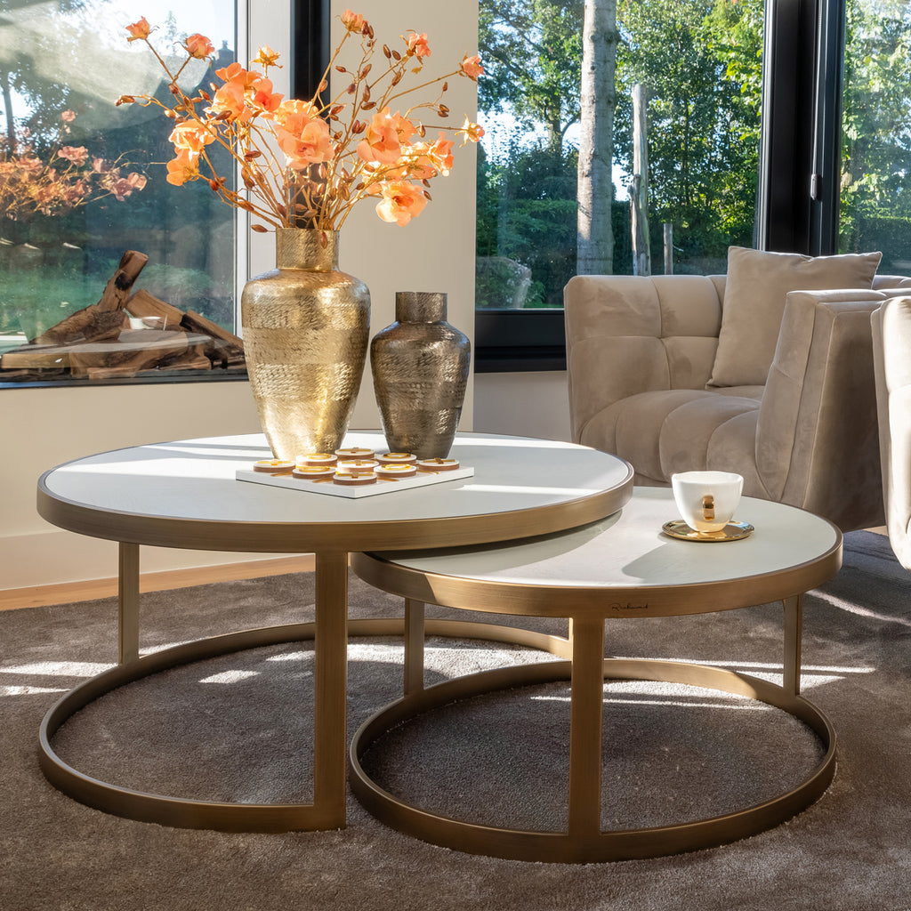 Salontisch Whitebone Messing Set von 2