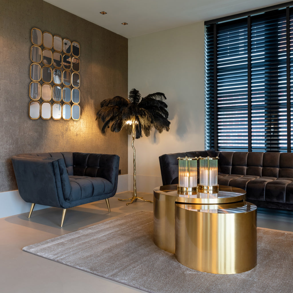 Fauteuil Huxley Antraciet velvet / Brushed gold
