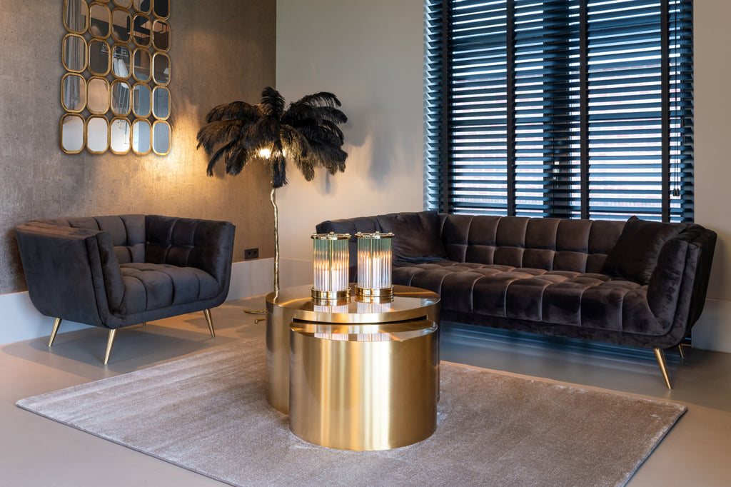 Fauteuil Huxley Antraciet velvet / Brushed gold