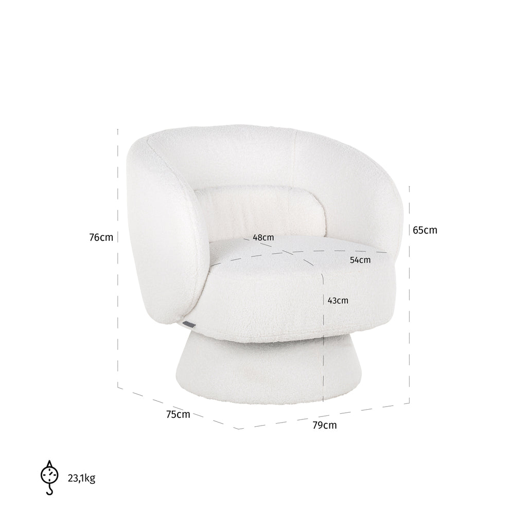Draaifauteuil Senna white furry