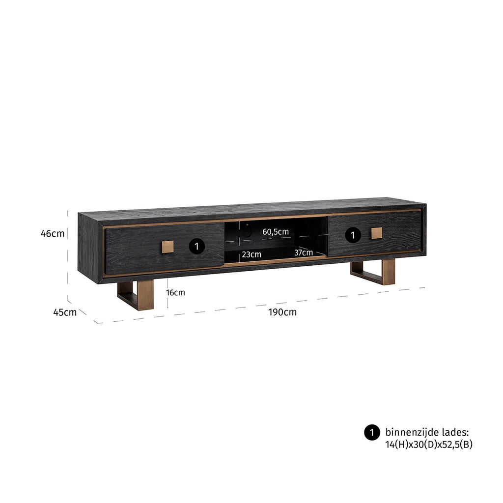Hunter TV cabinet with 2 drawers