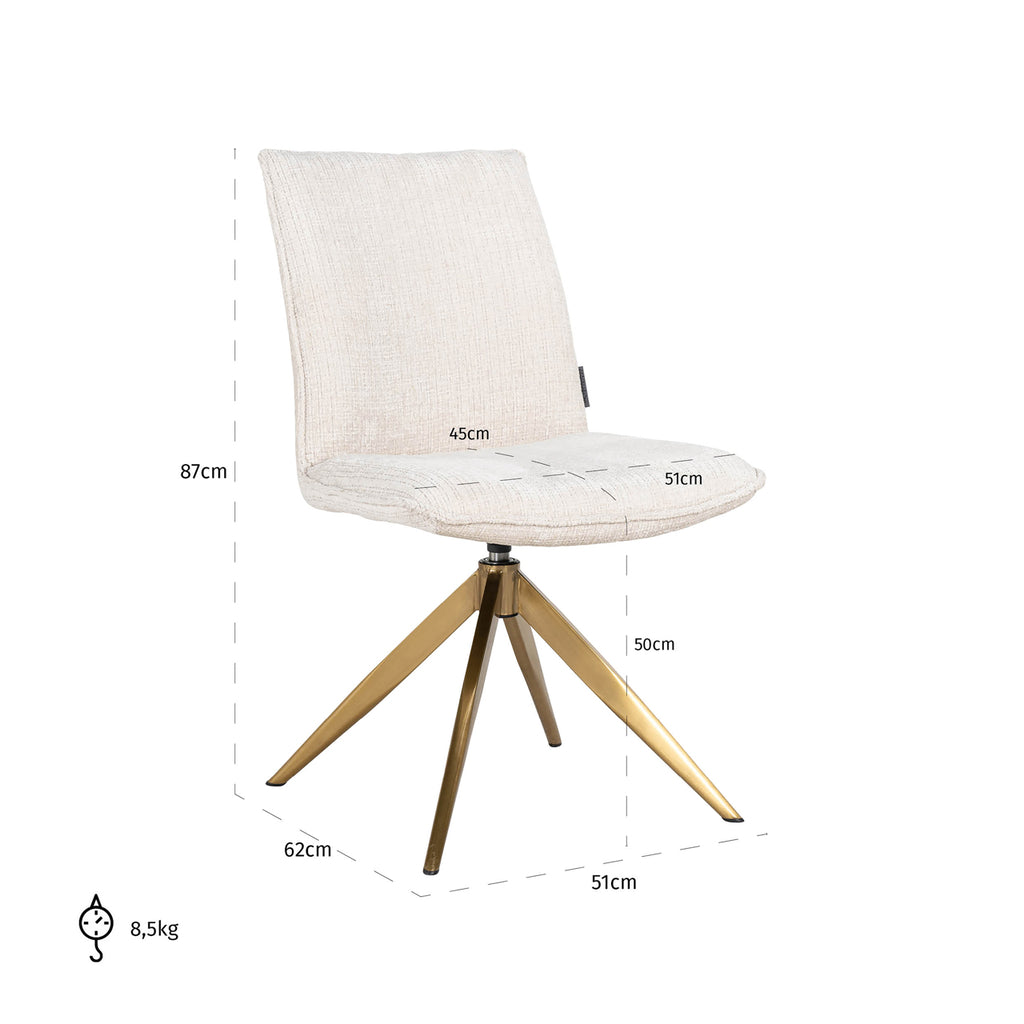 Fauteuil pivotant Dakota en chenille beige