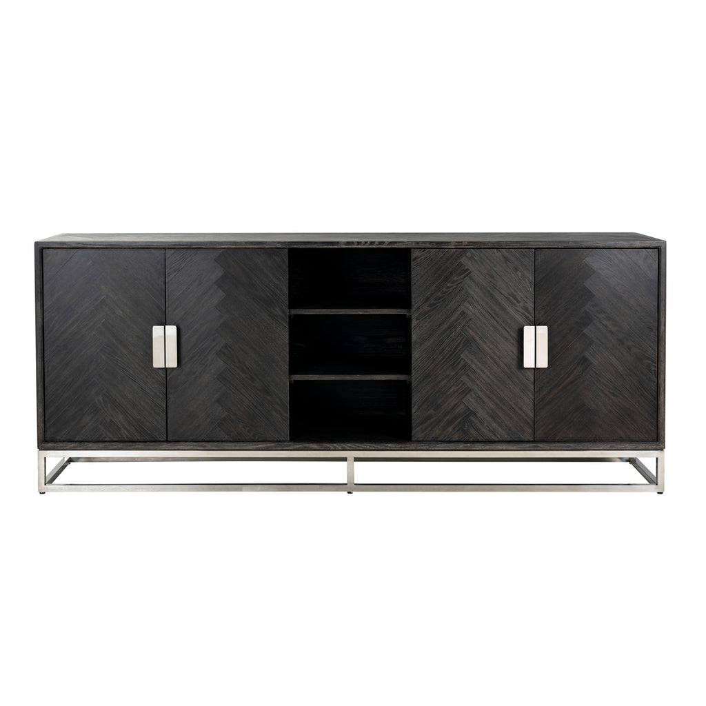 Buffet Blackbone argent 4 portes + compartiment ouvert