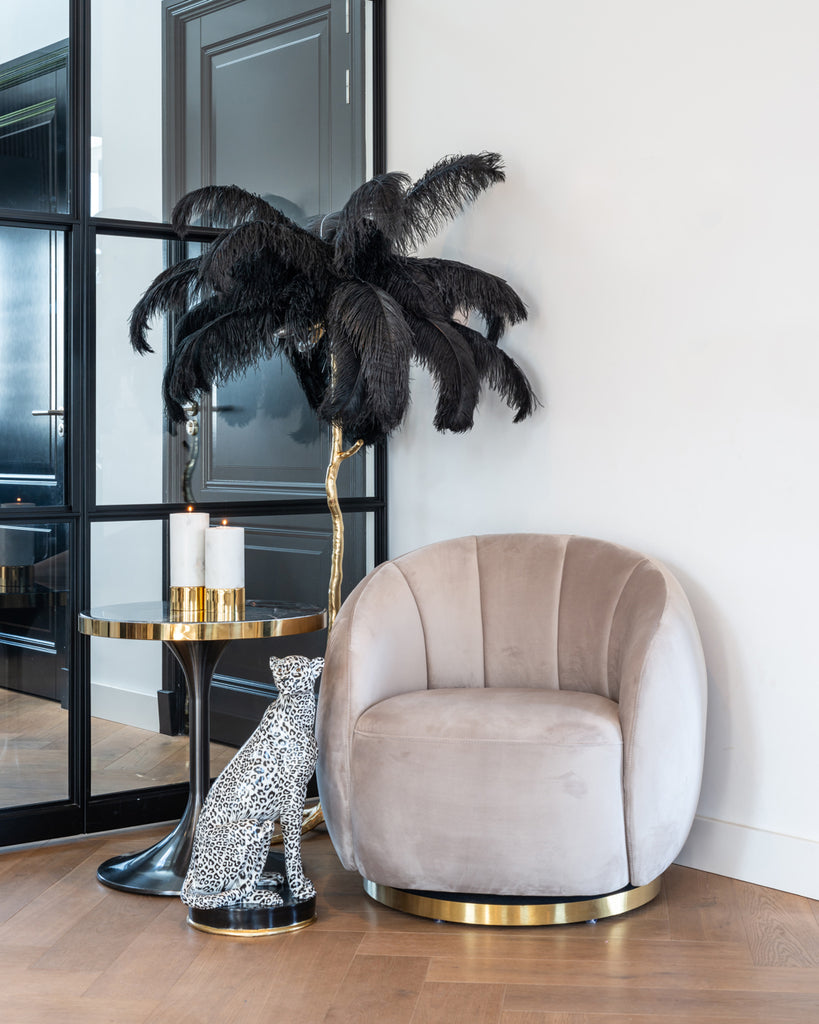 Draaifauteuil Jago velours kaki / or brossé