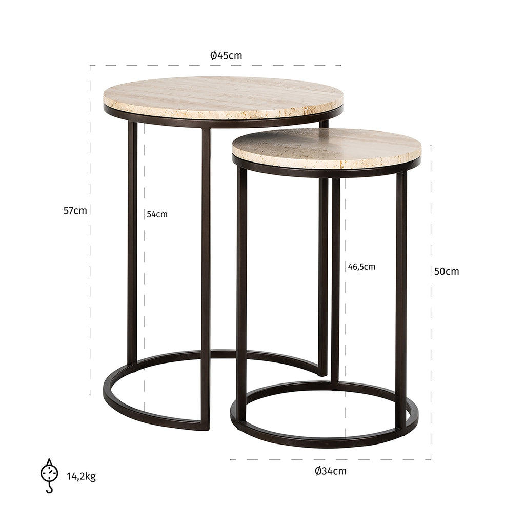 Avalon side table set of 2 (Bronze)