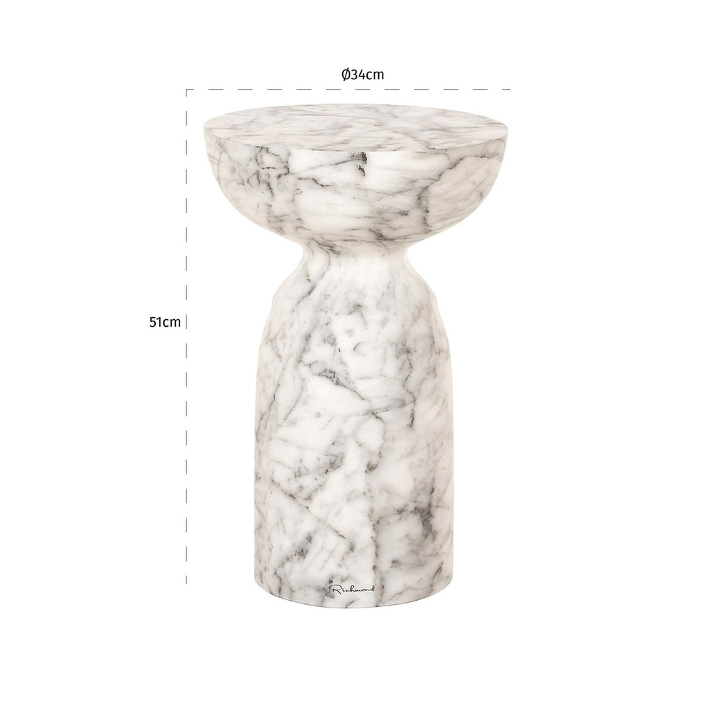 Table d'appoint Kita imitation marbre blanc (Blanc)