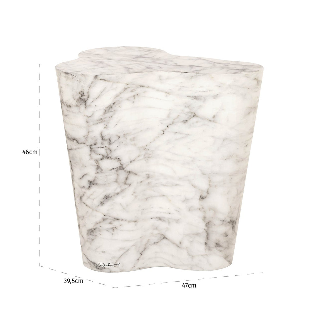 Side table Rockyard faux white marble (White)