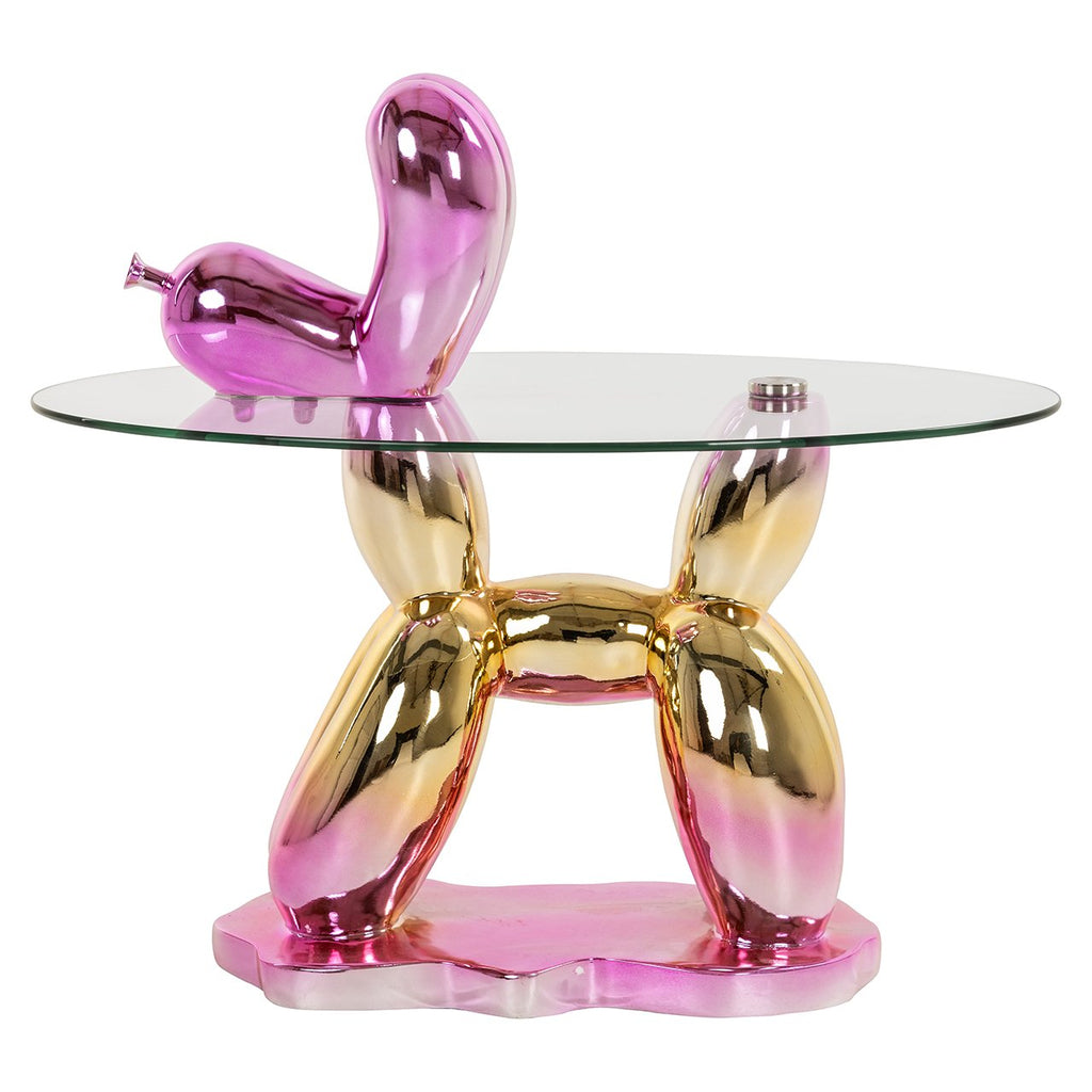 Usha side table with glass (Pink)