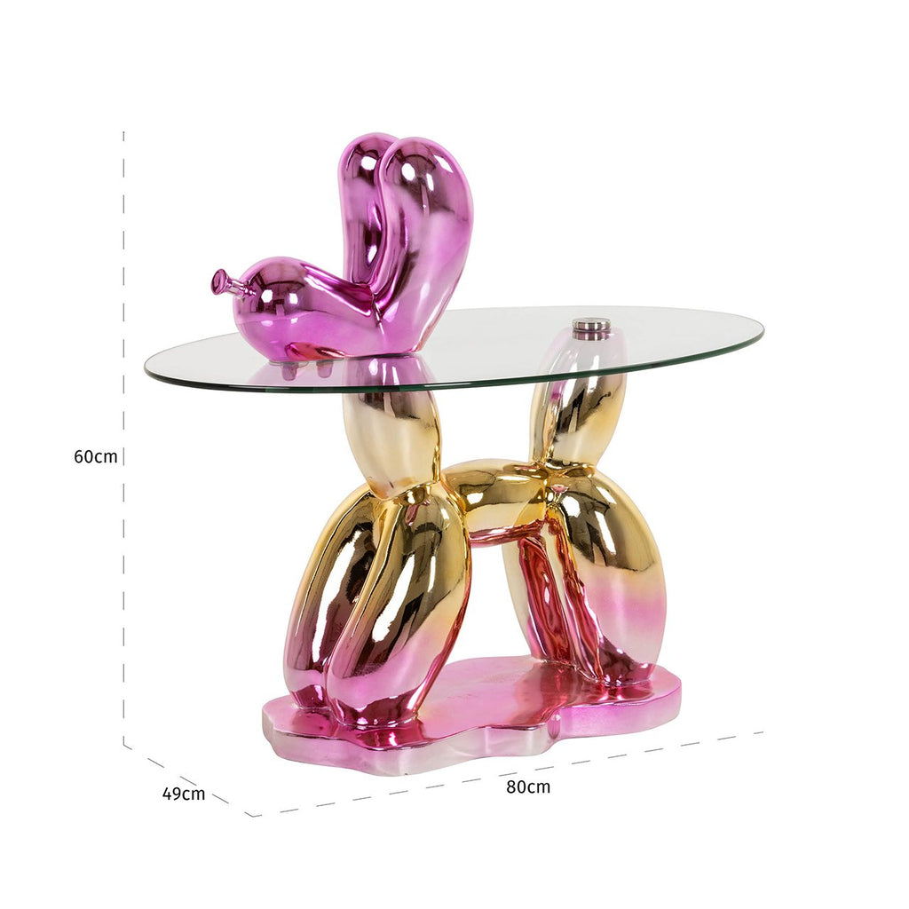 Usha side table with glass (Pink)