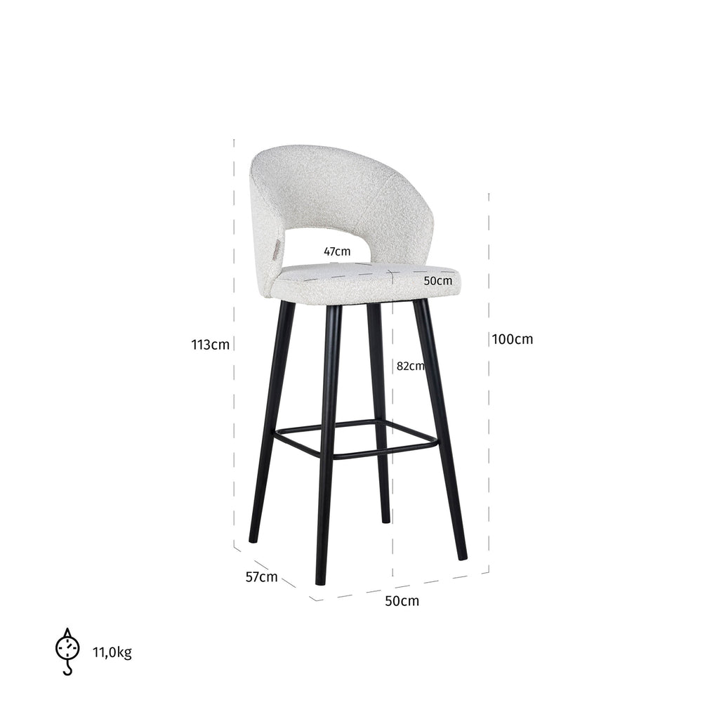Savoy white bouclé bar stool