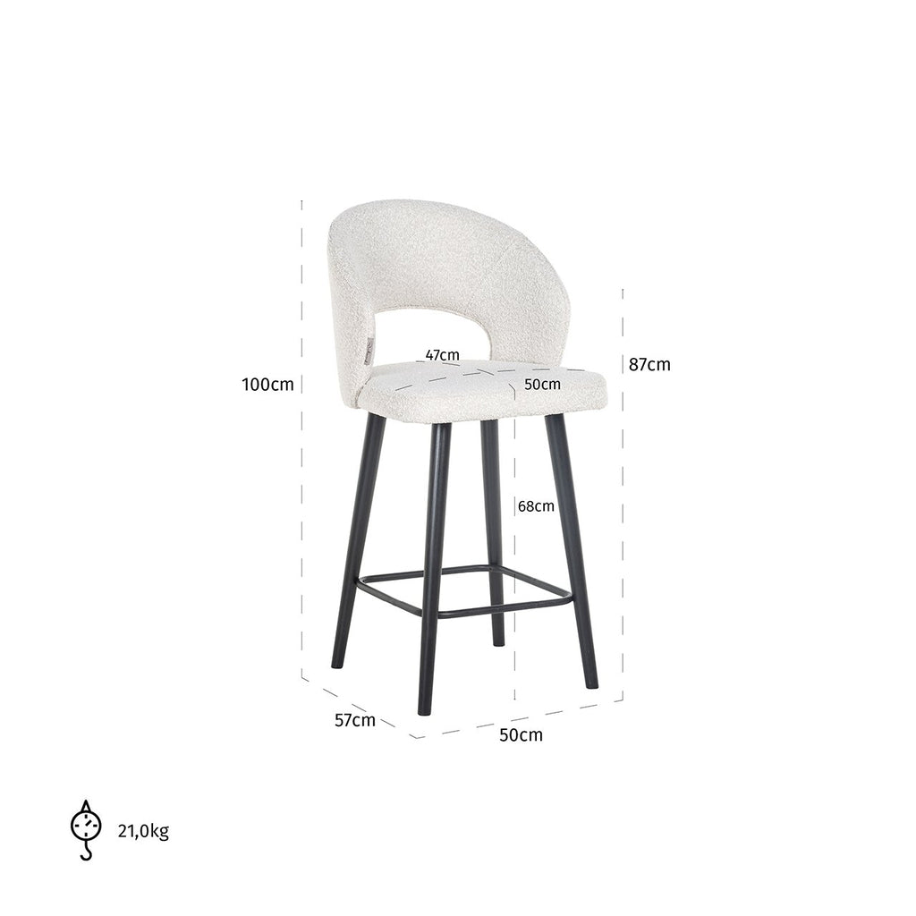 Tabouret Savoy blanc bouclé