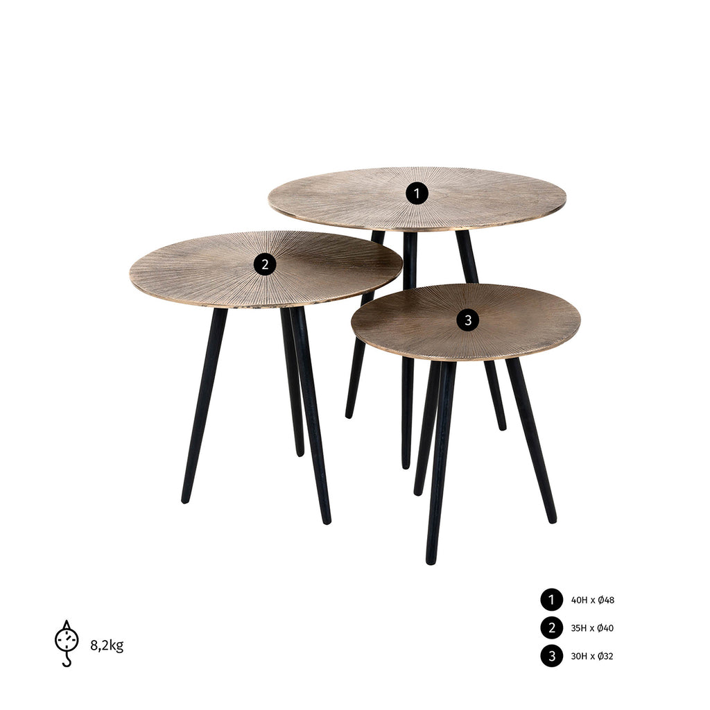 Couchtisch Vittorio 3er Set Champagnergold
