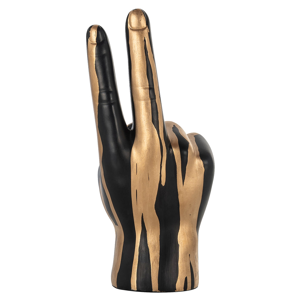 Dekorationsobjekt Hand Frieden (Schwarz/Gold)
