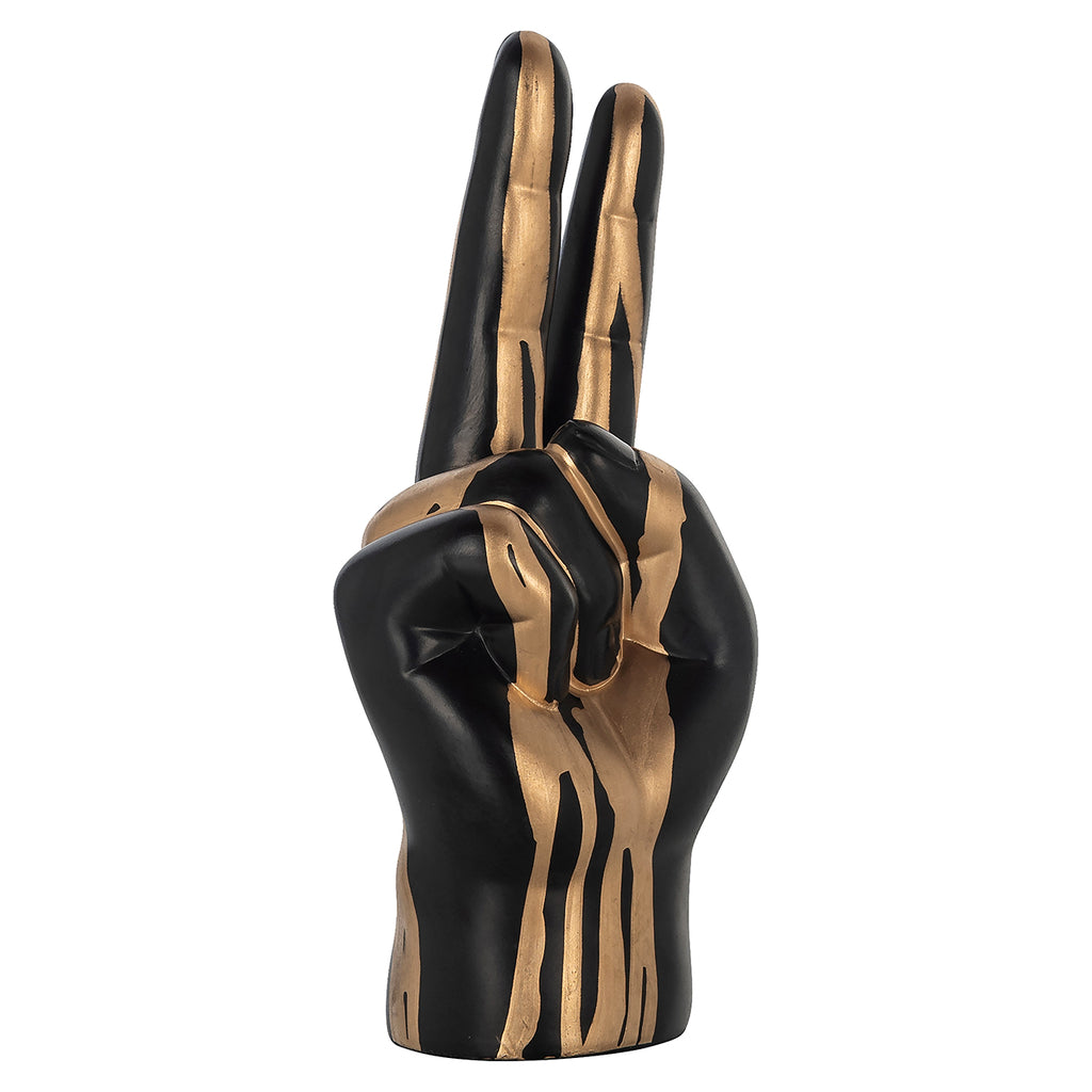 Dekorationsobjekt Hand Frieden (Schwarz/Gold)