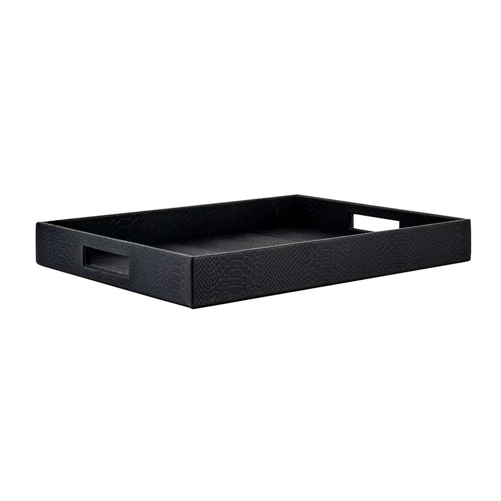 Tray Blane black crocodile set of 2 (Black)