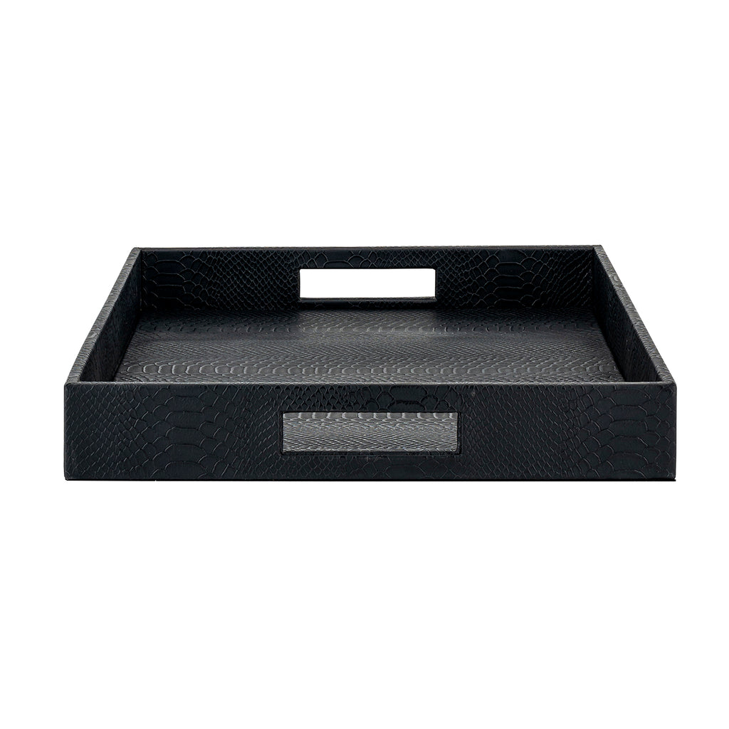 Tray Blane black crocodile set of 2 (Black)