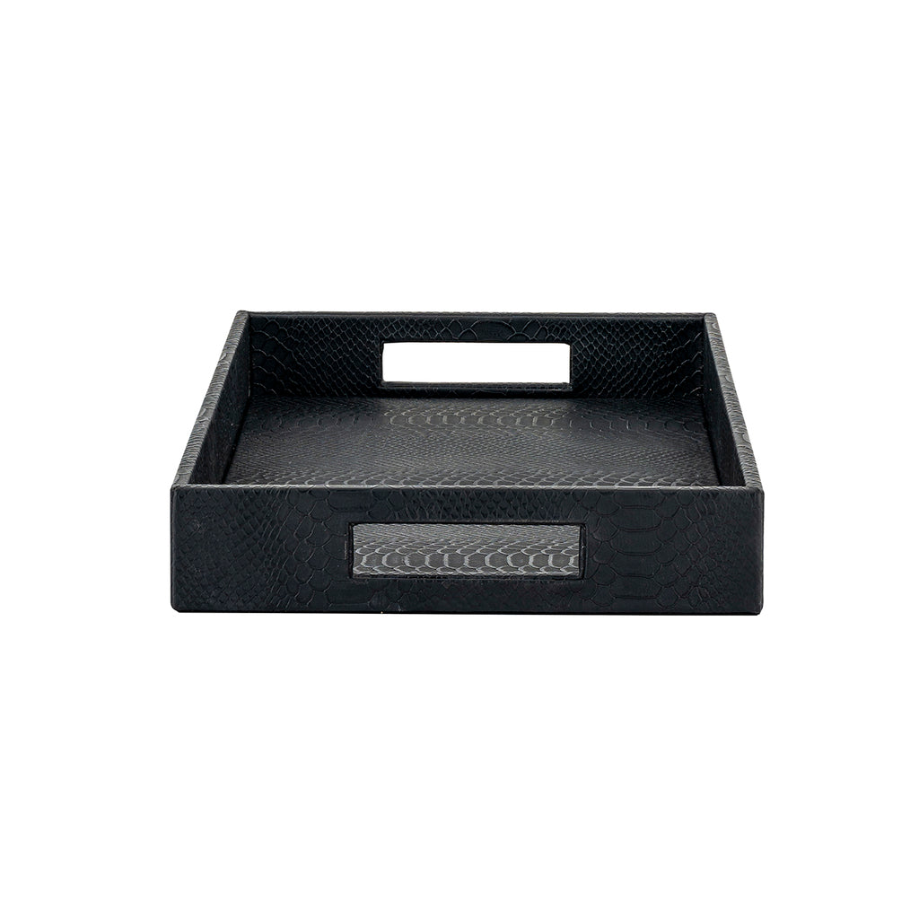 Tray Blane black crocodile set of 2 (Black)
