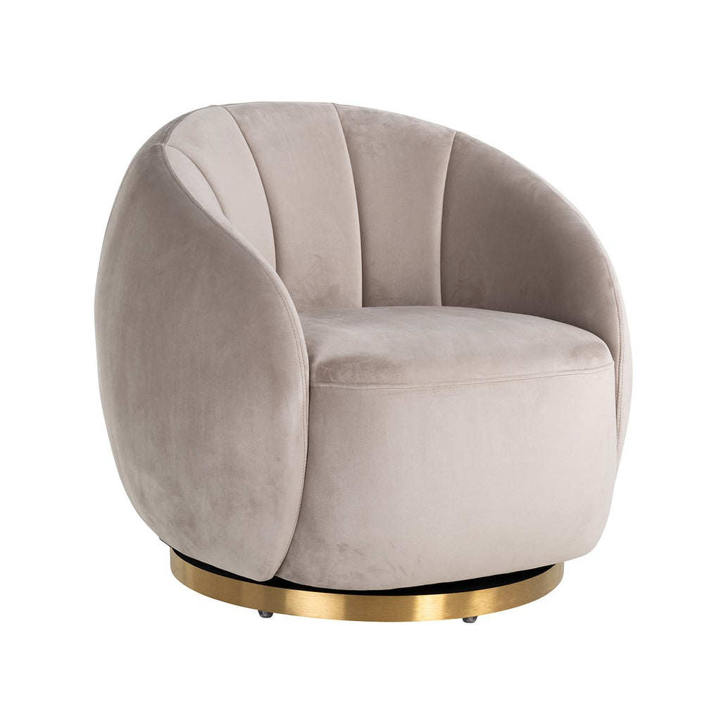 Draaifauteuil Jago velours kaki / or brossé