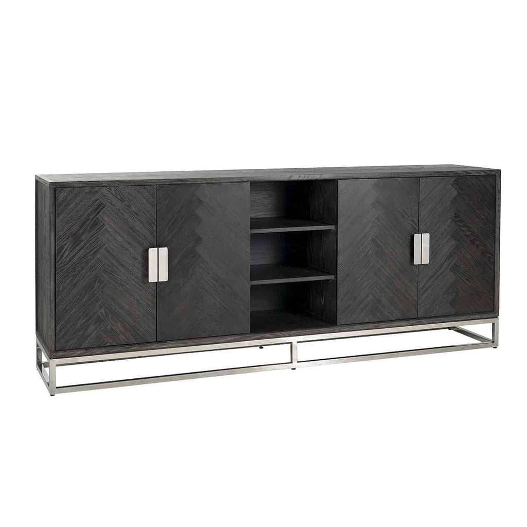 Buffet Blackbone argent 4 portes + compartiment ouvert