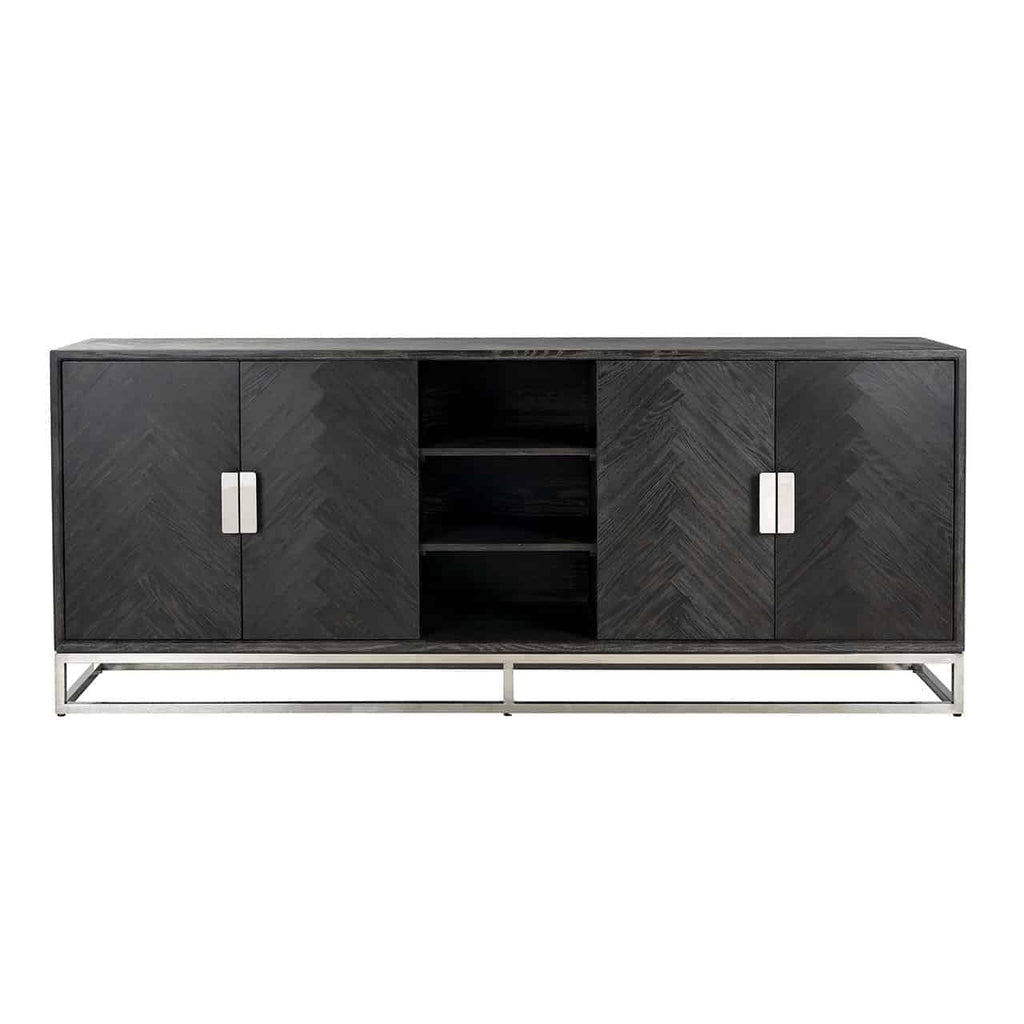Buffet Blackbone argent 4 portes + compartiment ouvert